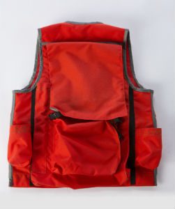 Image of The Back of A Rogue Cruiser Vest In Orange with Grey Binding