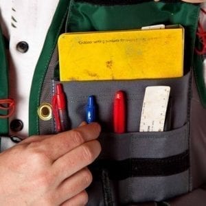 Close Up Image of Pen & Notebook Pocket With Standard Vest Orientation